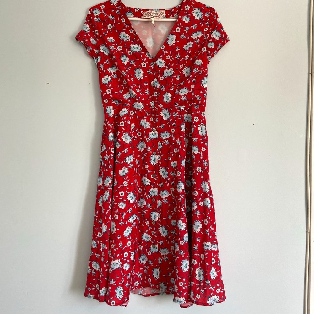NWOT  Pink Martini Red + Blue Floral Dress